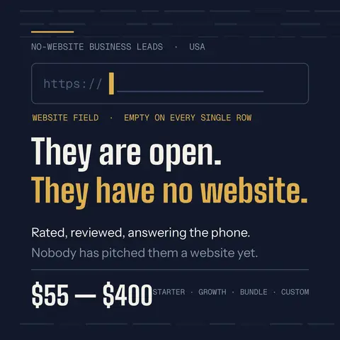 [Custom] No Website Business Leads: USA Phone-Validated Lead Lists