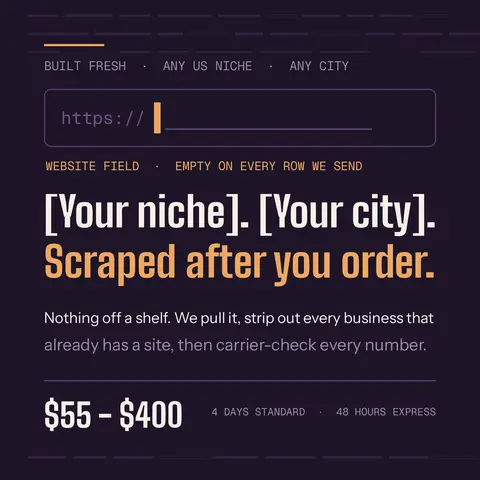 [Private Request] No-Website Business Leads: Your Niche, Your City, Built Fresh